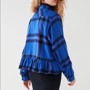 UO Button-Down Peplum Flannel Top